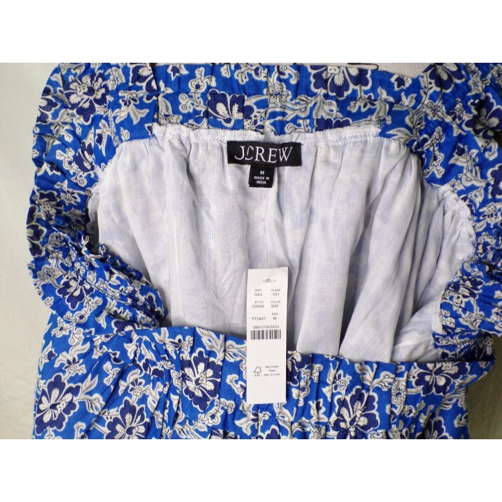 🆕J CREW Cotton Floral Shift Midi Dress Medium Blue - Picture 10 of 10